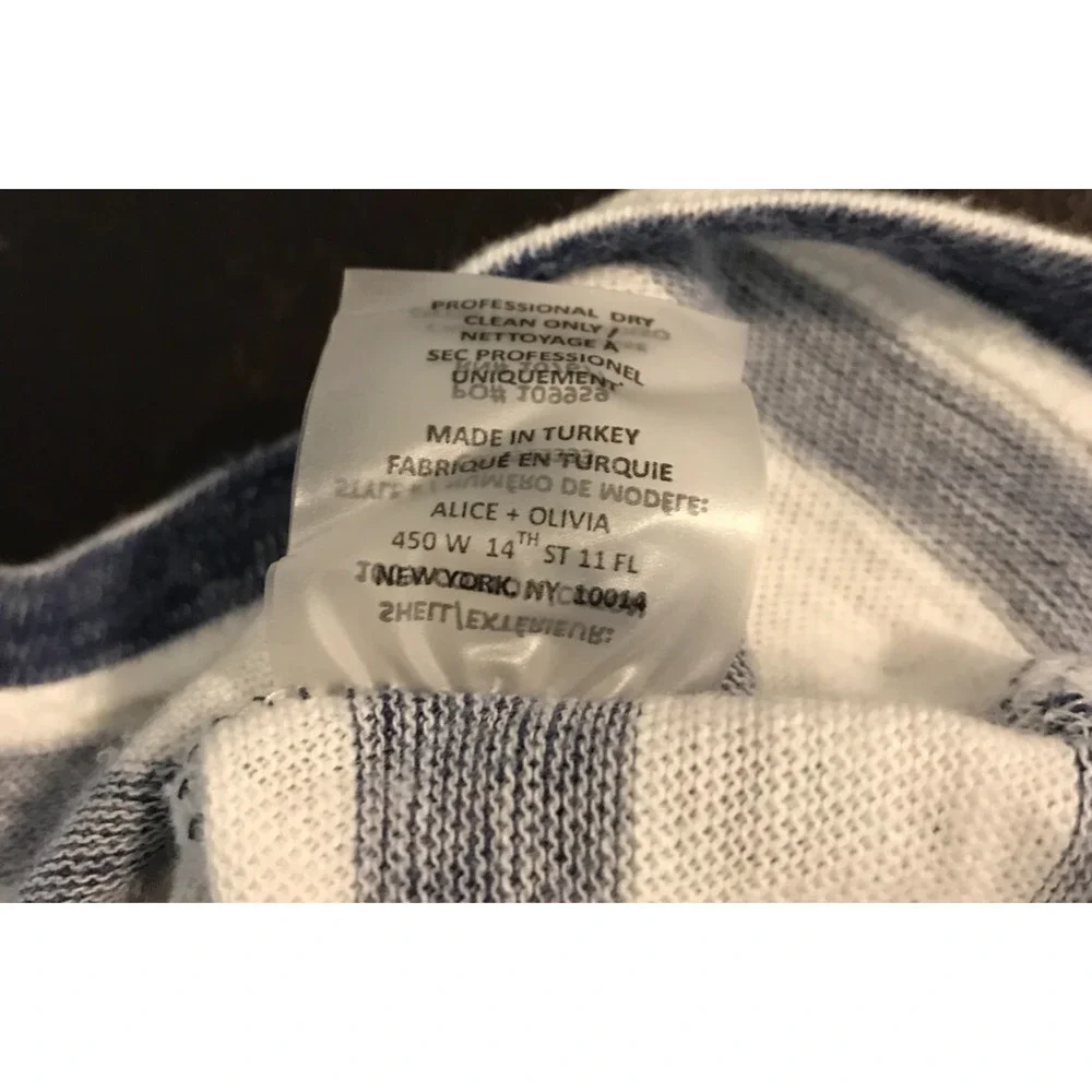 Alice + Olivia Blue White Striped Mini Dress Rolled Sleeve Cotton XS - Picture 8 of 9